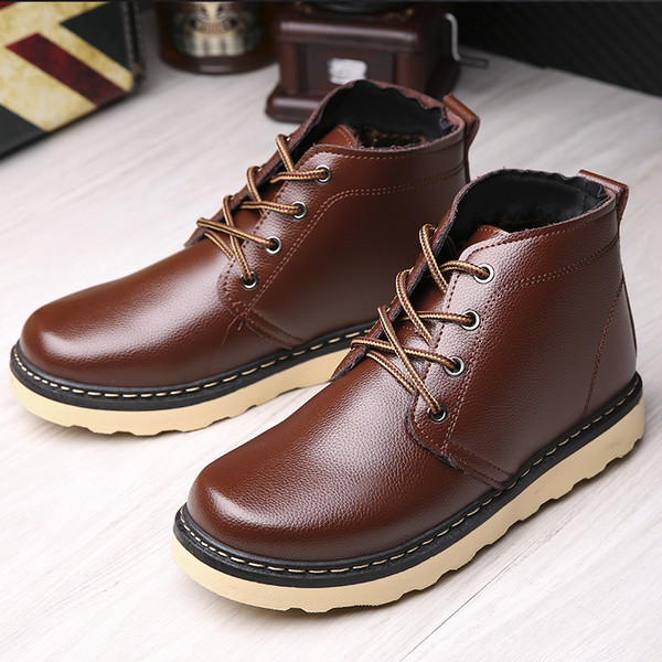 Мъжки зимни боти от еко кожа в черен и кафяв цвят