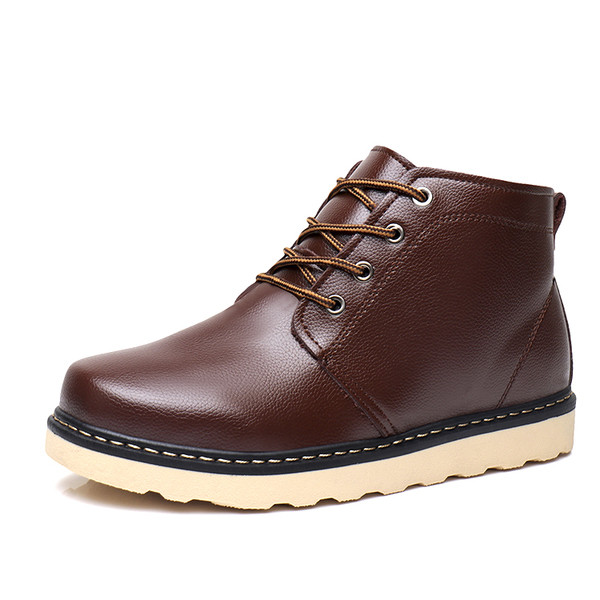 Мъжки зимни боти от еко кожа в черен и кафяв цвят