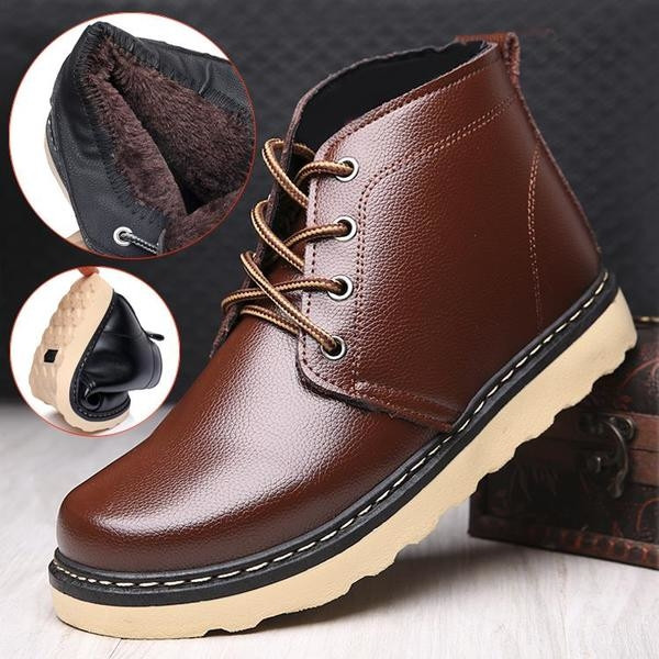 Мъжки зимни боти от еко кожа в черен и кафяв цвят