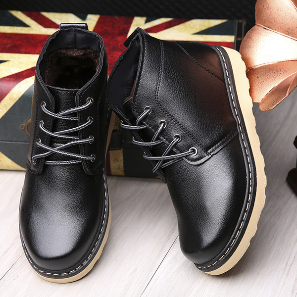 Мъжки зимни боти от еко кожа в черен и кафяв цвят