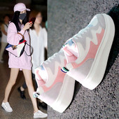 Модерни дамски кецове с висока подметка с елемент -велур