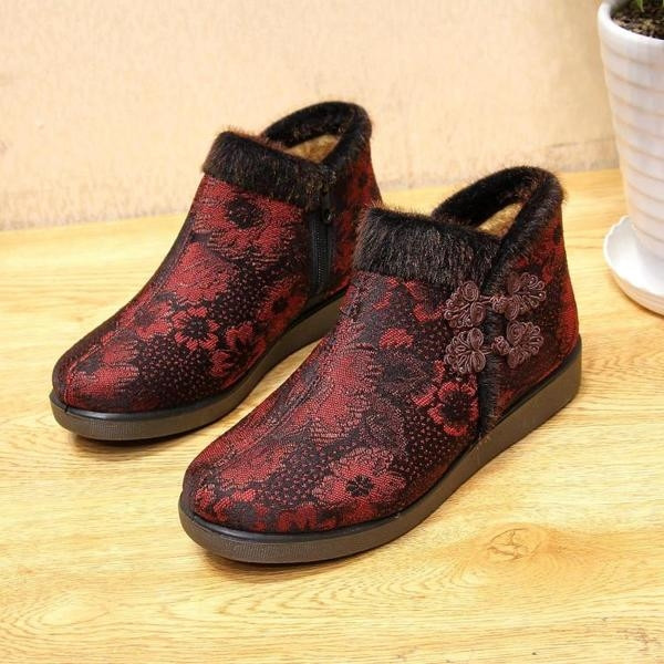 Дамски боти с флорални мотиви в два цвята