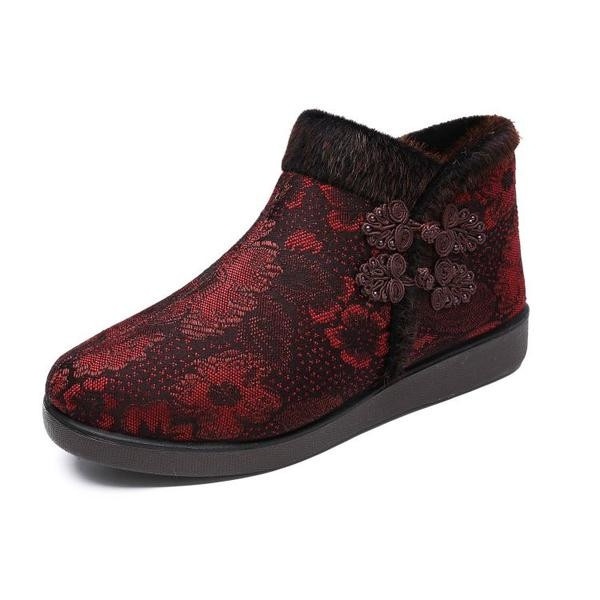 Дамски боти с флорални мотиви в два цвята