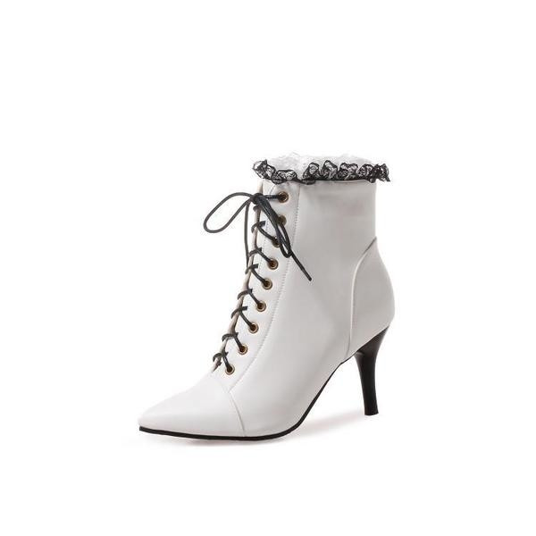 Заострен модел дамски боти с тънък ток в три цвята