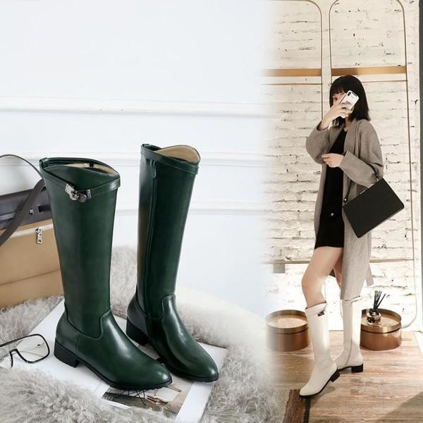 Стилни дамски ботуши от еко кожа с каишка в три цвята