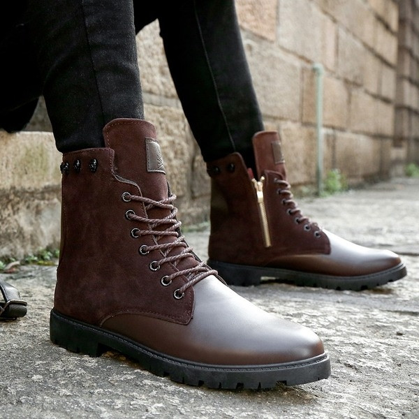 Мъжки боти с цип и връзки в два цвята