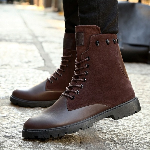 Мъжки боти с цип и връзки в два цвята