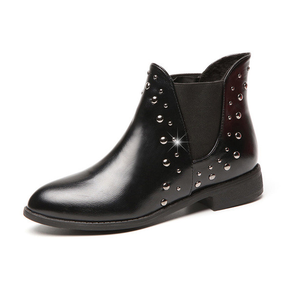 Дамски боти с метални капси в черен и червен цвят