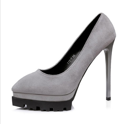 Дамски велурени обувки с висок ток в няколко цвята