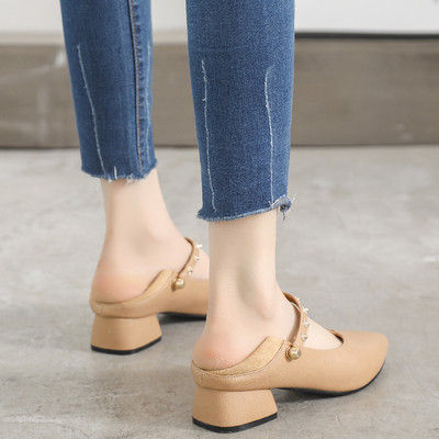 Дамски кожени обувки с висок ток в два цвята 