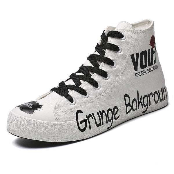 Мъжки платнени кецове в няколко цвята с надпис и щампа