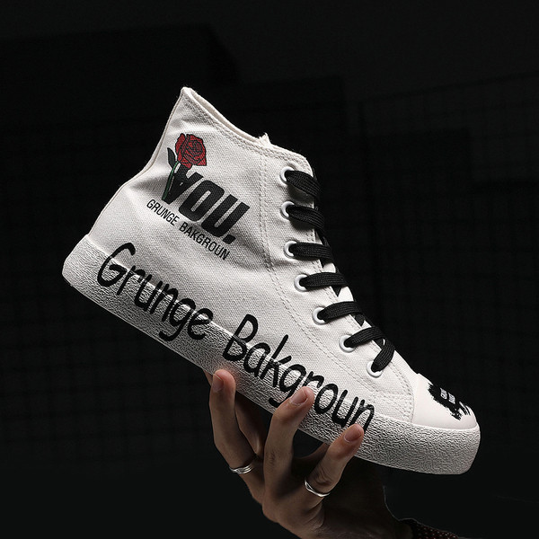 Мъжки платнени кецове в няколко цвята с надпис и щампа