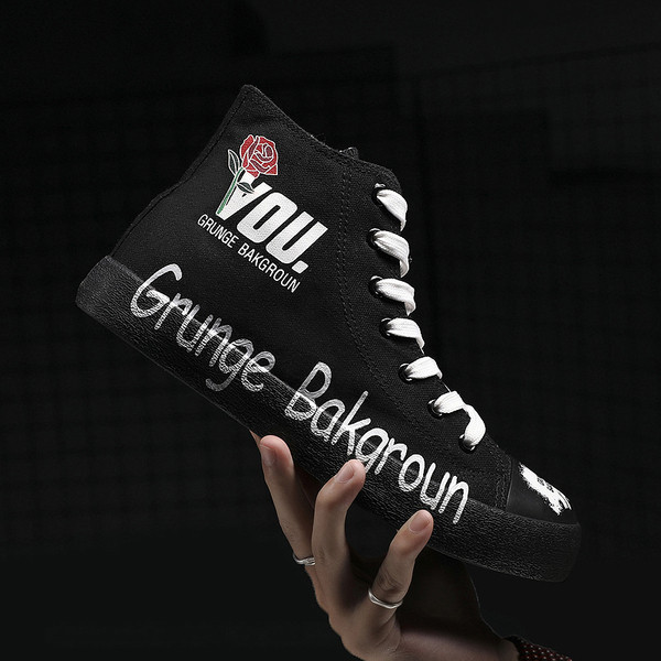 Мъжки платнени кецове в няколко цвята с надпис и щампа