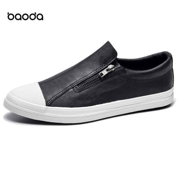 Мъжки кецове от еко кожа с цип в черен, бял и червен цвят