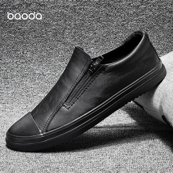 Мъжки кецове от еко кожа с цип в черен, бял и червен цвят