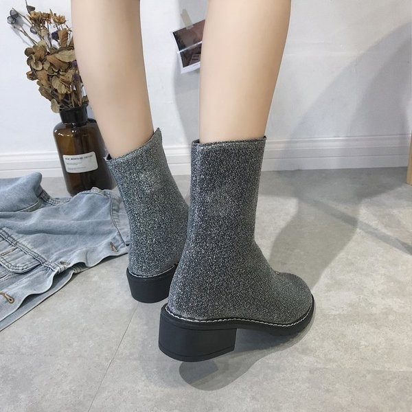 Лъскави дамски боти в черен, зелен и сив цвят