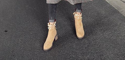 Γυναικείες μπότες με διακοσμητικά μαργαριτάρια σε τρία χρώματα