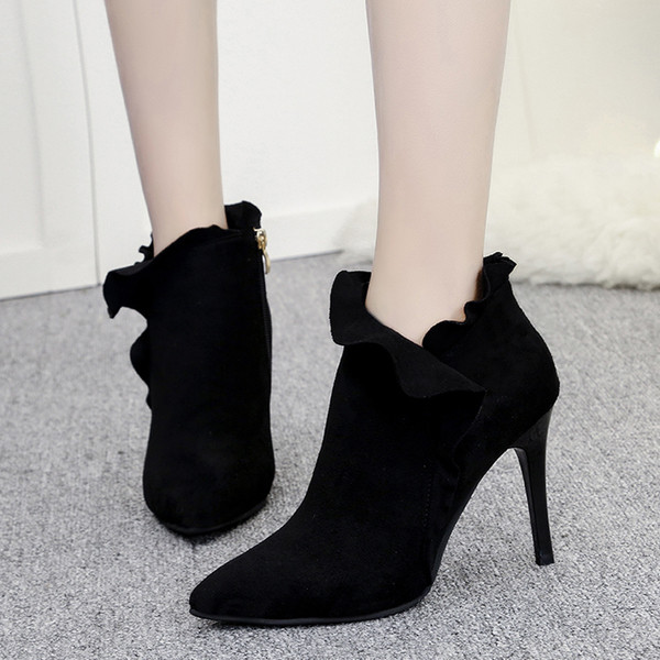 Дамски боти с тънък ток в червен, зелен и черен цвят