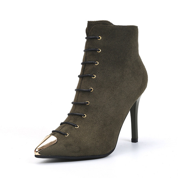 Модерни дамски боти с тънък ток в три цвята