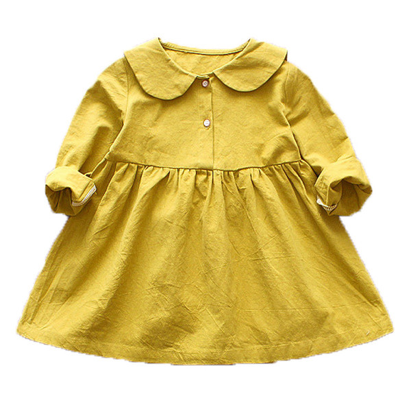 Модерна детска рокля с дълъг ръкав разкроен модел в няколко цвята 