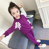 Set copii in doua culori - bluza si pantaloni cu broderie