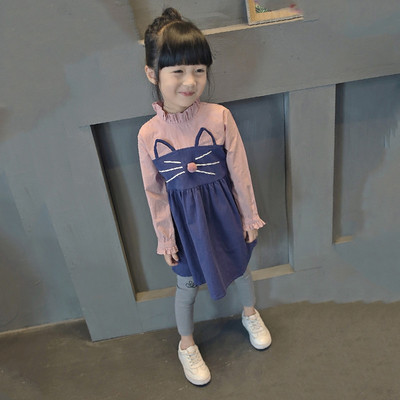 Пролетно-есенна детска рокля с 3D елемент 