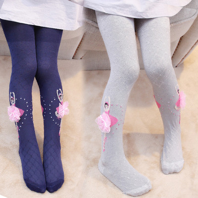 Children`s set of 2 tights in several colors with 3D element