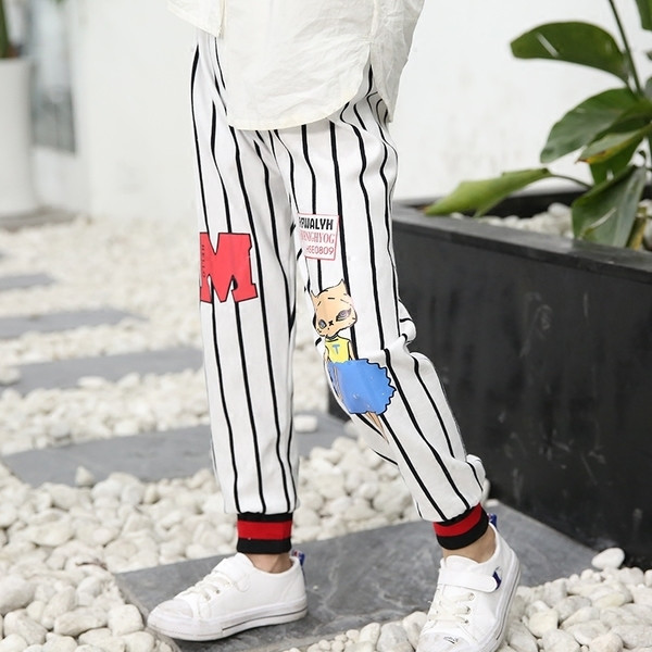 Pantaloni casual pentru copii alb cu imprimeu