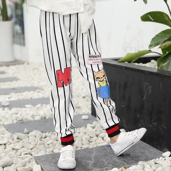Pantaloni casual pentru copii alb cu imprimeu