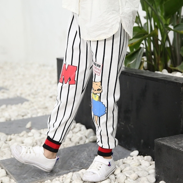 Pantaloni casual pentru copii alb cu imprimeu