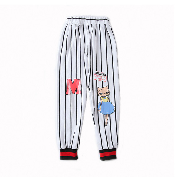 Pantaloni casual pentru copii alb cu imprimeu