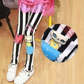 Jambiere pentru copii în dungi cu imprimeu și inscripție