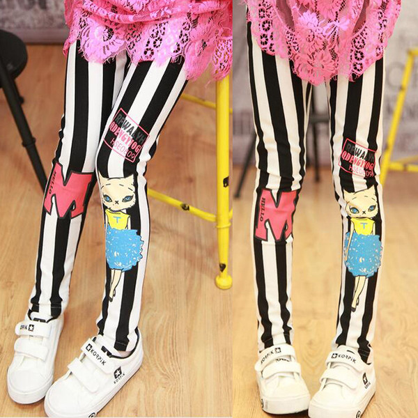 Jambiere pentru copii în dungi cu imprimeu și inscripție