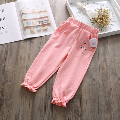 Pantaloni pentru copii in trei culori cu broderie si element 3D