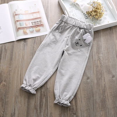 Pantaloni pentru copii in trei culori cu broderie si element 3D