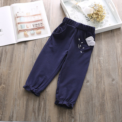 Pantaloni pentru copii in trei culori cu broderie si element 3D