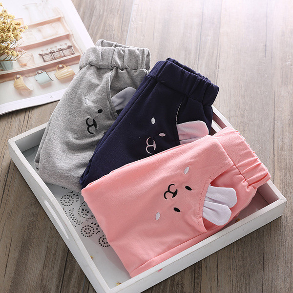 Pantaloni pentru copii in trei culori cu broderie si element 3D