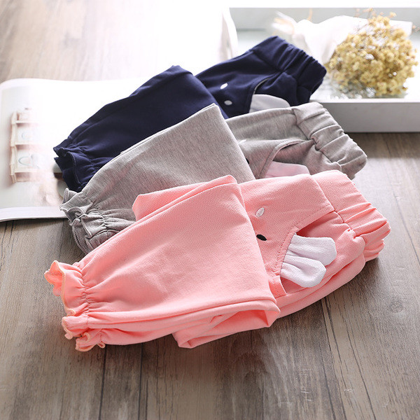 Pantaloni pentru copii in trei culori cu broderie si element 3D