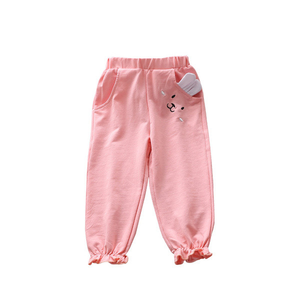 Pantaloni pentru copii in trei culori cu broderie si element 3D