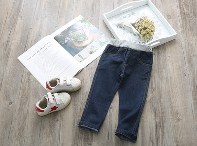 Blugi pentru copii pentru o fata cu talie inalta in negru si albastru