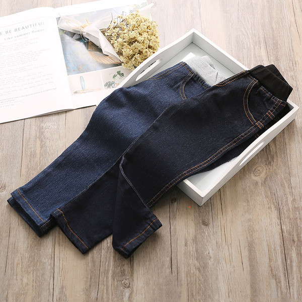 Blugi pentru copii pentru o fata cu talie inalta in negru si albastru