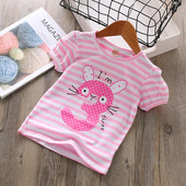 Tricou pentru copii cu dungi in mai multe culori cu imprimeu