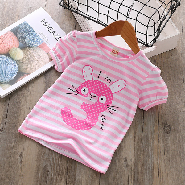 Tricou pentru copii cu dungi in mai multe culori cu imprimeu