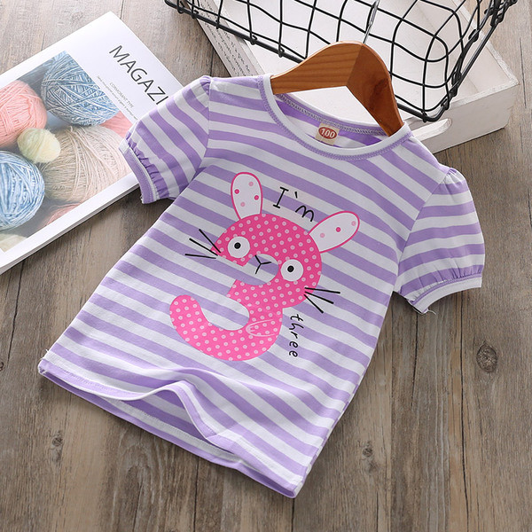 Tricou pentru copii cu dungi in mai multe culori cu imprimeu