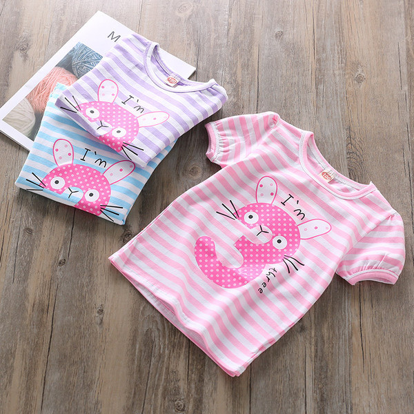 Tricou pentru copii cu dungi in mai multe culori cu imprimeu