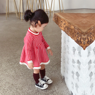 Rochie copii in carouri cu decolteu O in mai multe culori