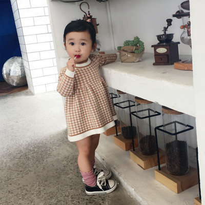 Rochie copii in carouri cu decolteu O in mai multe culori