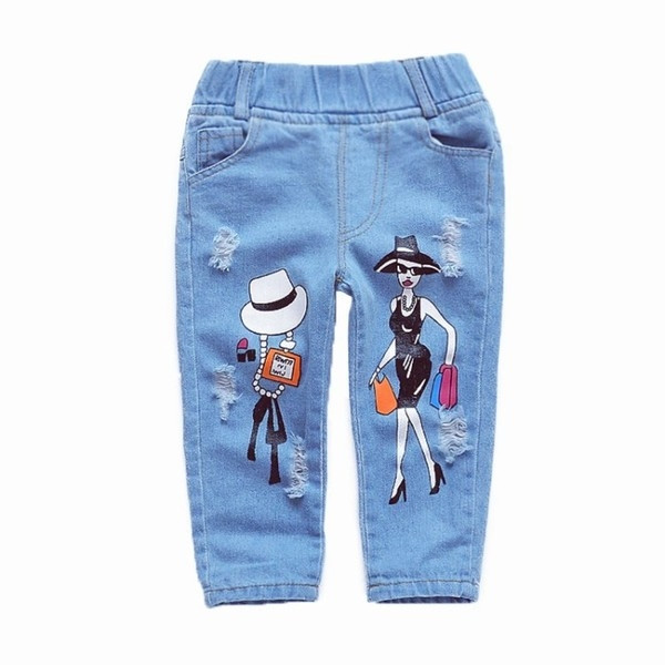 Blugi moderni pentru copii pentru o fata cu aplicatie