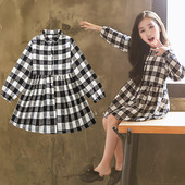 Rochie copii in carouri cu maneci lungi croiate model in doua culori