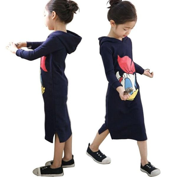 Rochie sport-casual pentru copii cu glugă și aplicație colorată